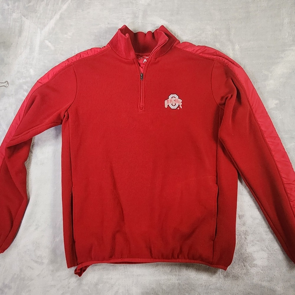 The Ohio State Buckeyes Antigua Pullover M Red Poly 1/4 Zip